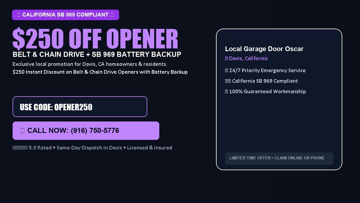 Local Garage Door Oscar $250 OFF Premium LiftMaster Opener Installation in Davis, CA