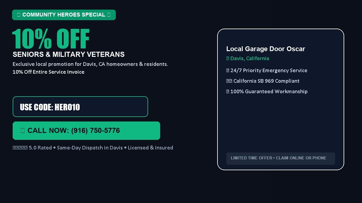 Local Garage Door Oscar 10% OFF Seniors & Military Veterans in Davis, CA