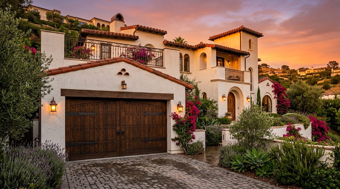 Local Garage Door Oscar Exterior Closed Garage Door at Twilight